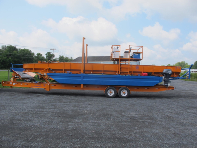 Alphaboats TS18 Transport Barge on transport trailer